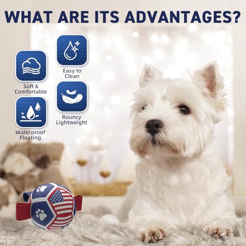 QDAN Puppy Balls, Small Dog Toys, Dog Balls with Straps for Small Breed - color: Flag, size: 3.5 Inch