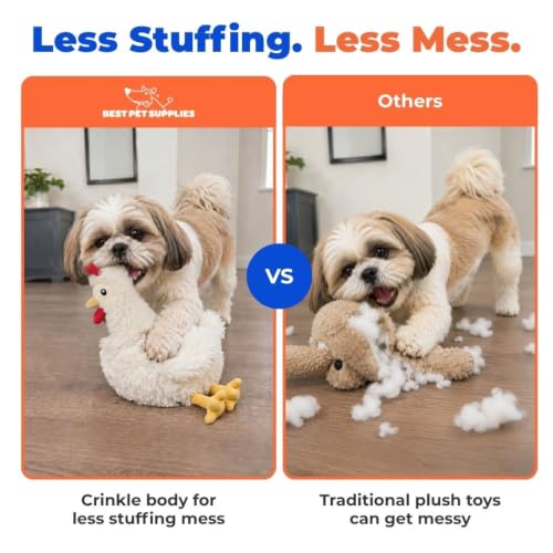 Best Pet Supplies Interactive Squeaky Dog Toy - Crinkle Chicken, Beige - color: Crinkle Chicken (Beige), size: Large