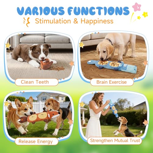 wodoca Dog Toys for Aggressive Chewers 2 Pack, No Stuffing Squeaky Chew Toy for Small Medium Breed, Puppy Teething Interactive Dog Toys to Keep Them Busy