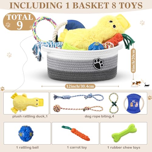 Zopeal Dog Toy Gift Basket Set for Puppy Birthday, Gray - color: Gray
