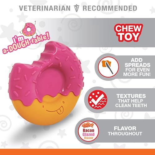Nylabone Power Chew Donut Dog Chew Toy, Bacon Glazed Flavor, Medium - color: Donut, size: Medium