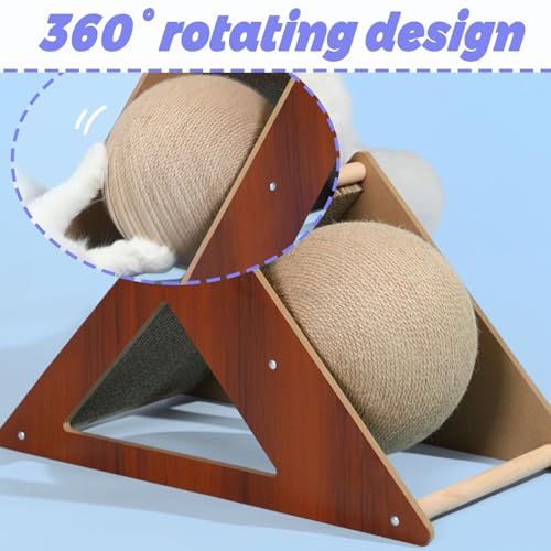 Rabbit Scratching Pad Cardboard, Natural Sisal Bunny Scratch Ball 2-in-1 Rabbits Enrichment Toys Pet Scratcher Interactive Toy for Indoor Bunnies Ferrets Chinchillas Small Animals