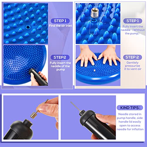 Meooeck 8 Pcs Balance Disc Set with Hand Pump - color: Vivid Colors