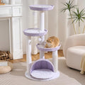 HITTITE Modern Cat Tree Tower with Scratching Post, 46 Inches Tall Cat Towers with Woven Cat Nests and Cave, Multi-Level Cat Tree With Removable Cushions and Massage Brush for Indoor Cats Large Adult. - color: 46"-Purple