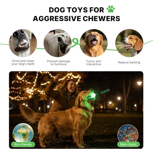 Knot Rope Dog Chew Toys, Glow in the Dark Dog Tug Toy with queaky Ball - color: Comet Ball