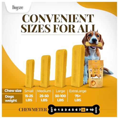Dogsee Yak Chews for Dogs with Turmeric 1lb (Large - 4 Bars) 100% All Natural Treats for Large Breed Dog Chews Long Lasting for Joint Inflammation, 60% Protein Dental Sticks