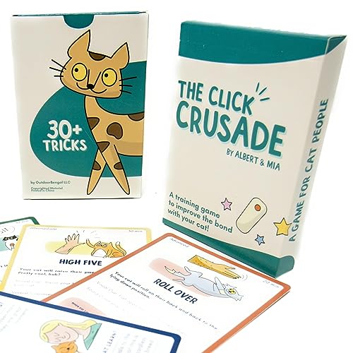 ALBERT & MIA Cat Clicker Training Kit + The Click Crusade Bundle (Cat Training Card Game Guide to Clicker Training for Cats for Teaching Tricks, Improving Communication and Bonding with Your Kitten