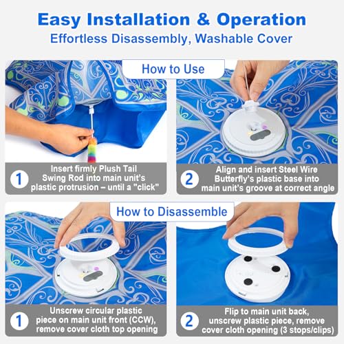Interactive Cat Toys for Indoor Cats,Automatic Kitten Tunnel Toy - color: Blue Cover Cloth Toy