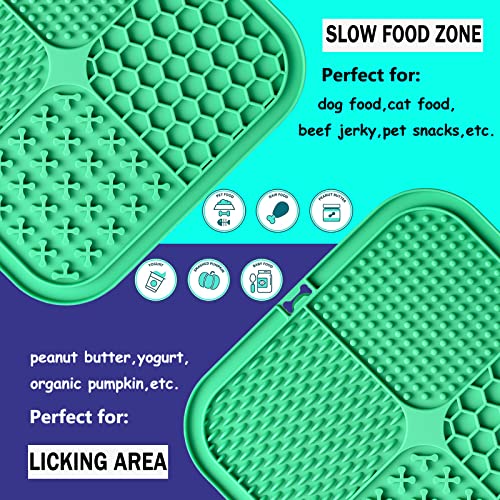 Lick Mat for Dogs, Large Dog Lick Mat with Suction Cups for Anxiety, Peanut Butter Dog Licking Mat Slow Feeder Dispensing Treater Lick Pad for Dogs Cats Grooming Bathing and Training (Green) - color: Green