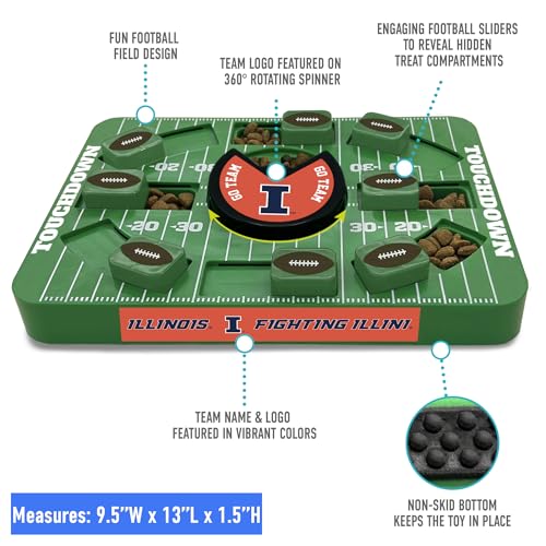 Pets First NCAA Illinois Large Puzzle Toy, Interactive Treat Dispenser, Slow Feeding Toy for Dogs, New Large Size - color: Illinois Fighting Illini, size: Large