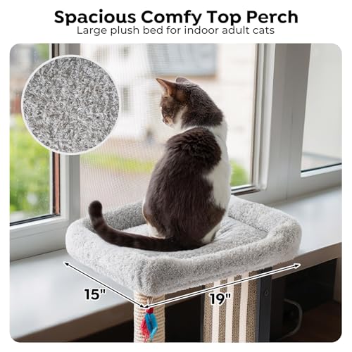 Veehoo 35" Tall Cat Scratching Post for Indoor Cats, Sturdy Cat Scratch Pad