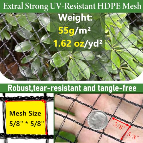 4 x 75ft Deer Fence Netting, Heavy Duty Plastic Mesh Fence Deer Netting, 55GSM Deer Fence for Garden, Reinforced Edges Anti Bird Netting Mesh for Trees Vegetable Raised Bed(55GSM, 4 x 75ft) - size: 4 X 75ft