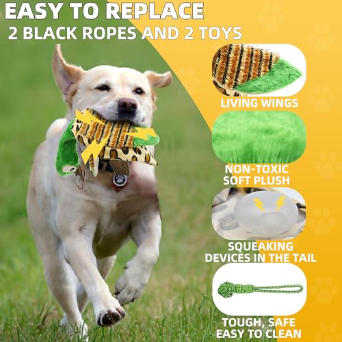 Flirt Pole Dogs, Dog Chase Toy with Squeakers Inside, Dog Fishing Pole Toy for Large Medium Small Dogs to Keep the Puppy Entertained and Physically Exhausted, Ball+Duck - style: Ball+Duck