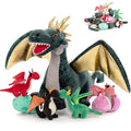 Dragon Plush Toy with 4 Babies, 21.7" Stuffed Animal, Dark Green - style: Dragon Dark Green