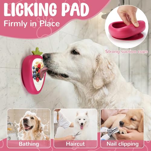 Freeze Dog Lick Bowl, Animire Non-Slip Slow Feeder Lick Mat for Dogs, Silicone Dog Enrichment Bowl for Distraction Anxiety Relief Boredom, BPA Free, Dishwasher Safe(Rose,S) - color: B- Rose, size: S