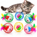 Cat Toys 6 Pack for Indoor Cats & Kittens, Metal Cage Balls with Mice & Bells, Colorful Jingle Bell Ball Toys, Interactive Mouse Toys for Swatting, Chasing & Pouncing