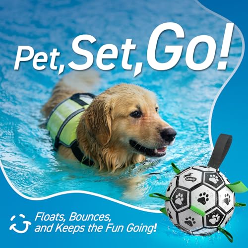 QDAN Dog Soccer Balls Toy with Bell Inside, Squeaky Ball for Large Dogs - color: Squeaky Green, size: Large Size 3 (8 Inch)