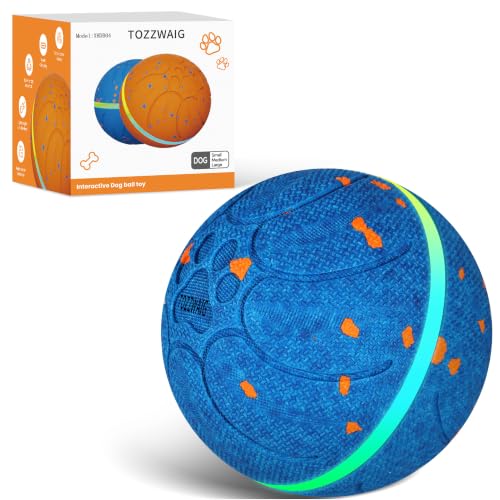Smart Interactive Dog Balls, Automatic Moving Ball for Medium Dogs, ETPU New Material, Motion Activated Rolling & Rotating Bouncy Toy for Dog Enrichment & Stimulation（Deep Blue） - color: Deep Blue