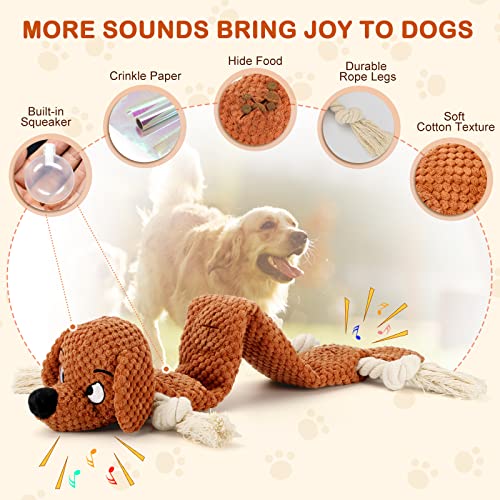 Letsmeet Dog Toys,Squeaky Dog Chew Toy with Crinkle Paper,Interactive Tough Plush Rope Toys for Small Medium Large Dogs with Gift Boxes - style: Dog