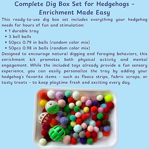 Dig-Box Tray For Hedgehog Cage With Ball Toy, Funny Dig-Box Tray Toys for Hedgehogs, Ball Bell Toy for Hamster Ferret Kitten Cat, Hedgehog Accessories, Small Animal Accessories (White, 8.4*5.9*1.6in) - color: White, size: Small