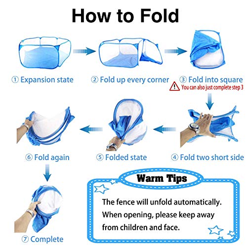 Rypet Guinea Pig Playpen Pop-Up, Outdoor Yard Fence for Small Pets,Blue - color: Blue, style: Open Top Playpen