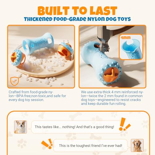 FOXMM Interactive Treat Dispensing Dog Toys – Adjustable Puzzle Toy - color: Blue&Orange