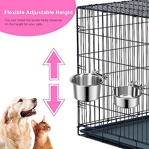 2 Pcs Stainless Steel Small Dog Crate Food Water Bowl, 34 & 19 OZ ﻿ - color: Silver, size: S (34 & 19 OZ)