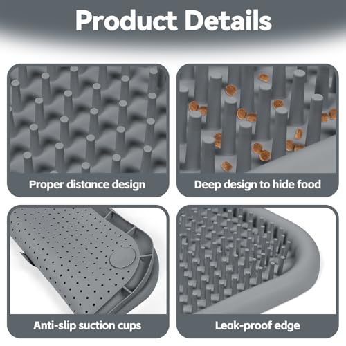 Snuffle Mat for Dogs 23.6" x 23.6" Silicone Large Slow Feeder Mat, Grey - color: Grey:23.6"x23.6"