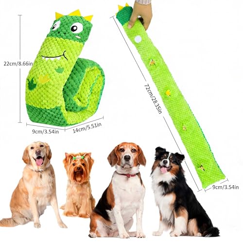 Plush Dog Toys, Long Foldable Squeaky Chew Pet Toys (Blue Dinosaur) - color: Green Dinosaur