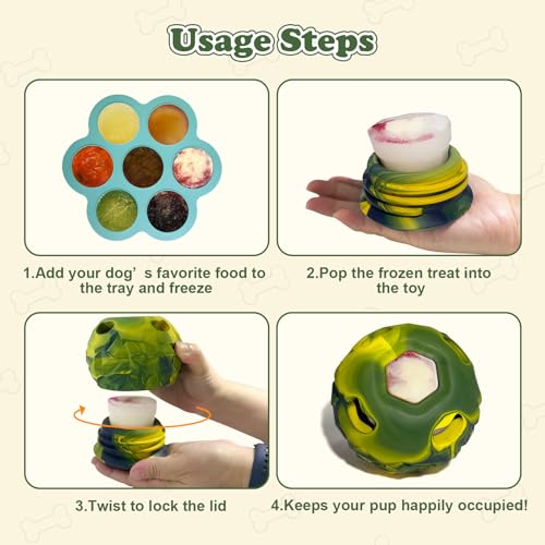 Frozen Dog Enrichment Toy, Small Freezable Fillable Natural Rubber Chew Toy - color: Green, size: Small