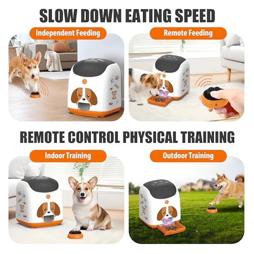 Dog Puzzle Feeder Toy – Remote Control Automatic Treat Dispenser with Light, Interactive IQ Training Slow Feeder, Large Capacity for All Dog Breeds