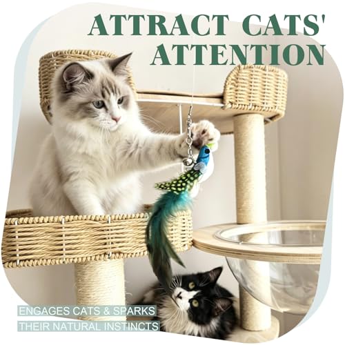 SONGWAY Cat Toy Wand Refills - 7 Pieces Realistic Plush Bird Cat Toys with Natural Feather Tails, Interactive Cat Teaser Refills for Indoor Cats, Kitten Hunting Play & Boredom Reduction - color: Elegant Birds