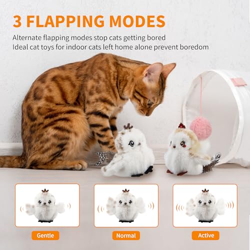 Gigwi Flappy Bird Cat Toy For Indoor Cats, Rechargeable Lifelike Sandpiper Interactive Flapping Bird Cat Toy Tweet, Flapping Wings & Lively Chirping, Catnip Toys For Kitten, Touch Activated (Couple) - color: Sandpiper couple