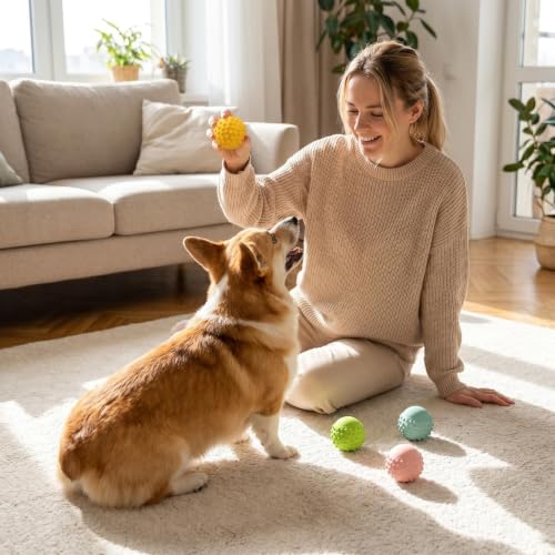 Squeaky Dog Toys for Puppy Small Medium Dogs, 4PCS - color: 4Color Balls