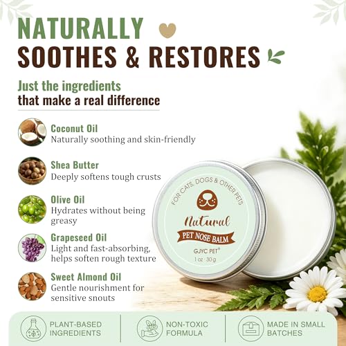 Snout Soother Nose Balm for Dogs & Cats - Natural Healing & Moisturizing Balm for Dry, Cracked Snouts - Plant-Based, Soothing Skin Formula