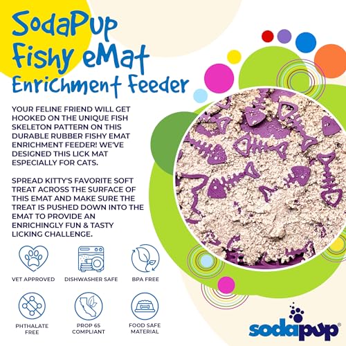 SodaPup Fun Enrichment Feeder, Rubber, Dog, Slow Feeder, 5" x 7" - color: eMat Fishy Plum