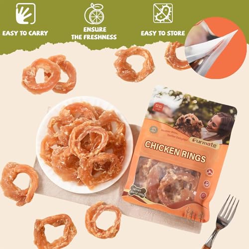 Chicken Jerky Rings Dog Treats with Taurine, Rawhide-Free, 10.6 oz