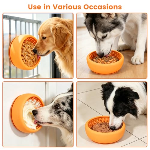 SmartTail Slow Feeder Dog Bowls, BPA-Free Lick Bowl for Dogs - color: yellow, size: L