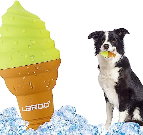 LaRoo Dogs Toys for Summer Cooling, Frozen Dog Toys, Full with Water Frozen, Prevention of Heat Stroke Upgraded Teething Chew Toy (Ice Cream Shape-Green). - color: Ice Cream Green