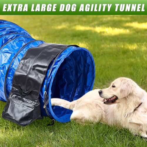 24 in 10 Foot Extra Large PVC Dog Agility Tunnel with Sandbags Blue - color: Blue, size: 24in X 10ft