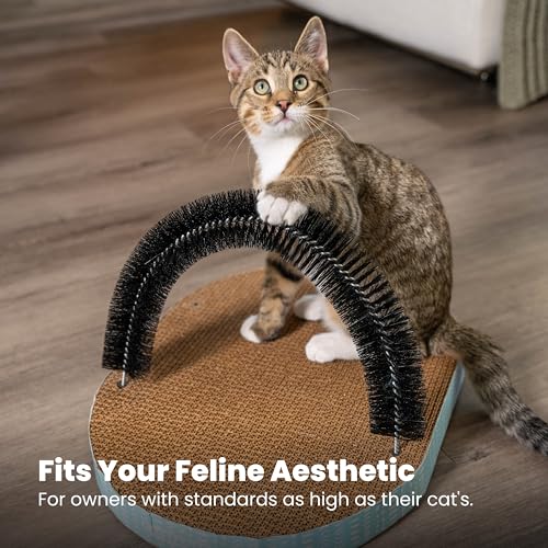 Catstages Scratch & Groom 3-in-1 Cat Scratcher, Brush, and Lounger, 18"
