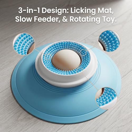 Yosoo Interactive Dog Licking Bowl Enrichment Toy, Suction Cup Base Treat Dispensing Foraging Ball, Teeth Gums Clean Safe Durable Cat Dog Lick Toy, 5.79x2.36in (White) - color: White