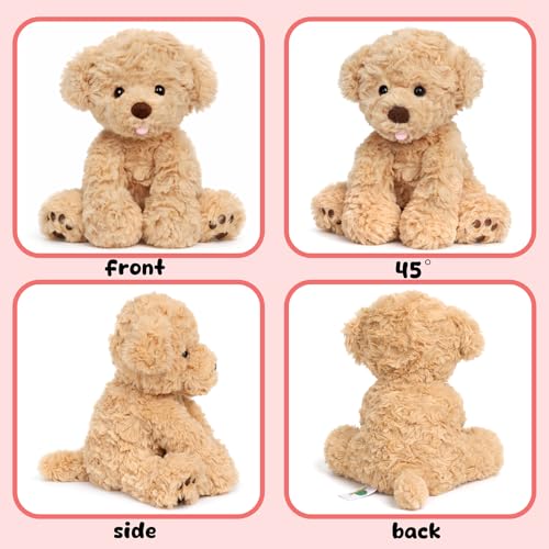 Hopearl Adorable Puppy Plush Toy Floppy Ultra Soft Dog Cute Stuffed Animal Golden Retriever Holiday Birthday Gift for for Boys Girls Kids Toddlers, Brown, 9'' - style: Puppy
