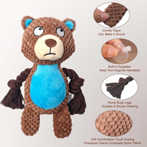 Dog Toys, Dog Squeaker Toys with Crinkle Paper (Camel Brown Bear) - color: Camel Brown Bear