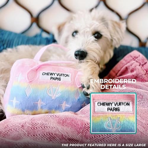 Haute Diggity Dog Chewy Vuiton Handbag Plush Dog Toy, Designer Parody Toy - color: Pink Ombre Purse, size: Large