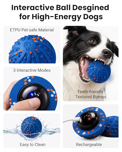 Interactive Dog Toys with Teeth-Friendly Bumps, 3 Modes, ETPU Material