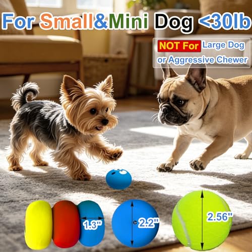 Latex Squeaky Dog Toys for Small Dogs & Mini Breeds, 2.2" Flat Ball