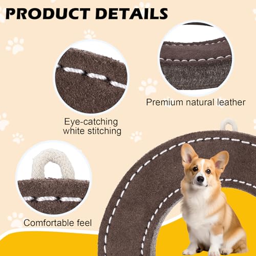 7" Leather Dog Chew Toy for Fetch & Tug of War for Medium Large Dogs