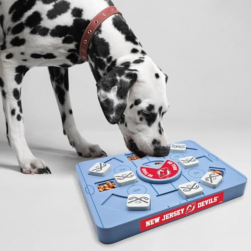 Pets First NHL NEW Jersey Devils Large Puzzle Toy, New Size, Interactive Dog Treat & Slow Feeding Toy - color: NEW JERSEY DEVILS