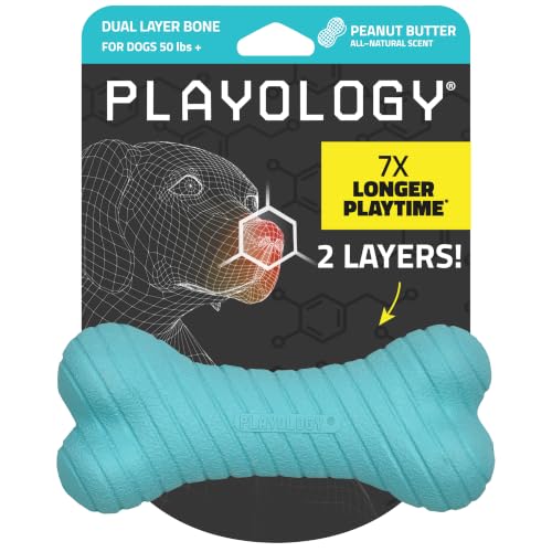 Playology Dual Layer Bone Dog Chew Toy - Jumbo, Peanut Butter Scent - size: Jumbo, style: Peanut Butter